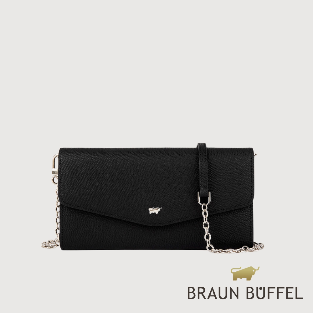 BRAUN BUFFEL 德國小金牛 台灣總代理 米蕾 信封包-黑色/BF2008-720-BK