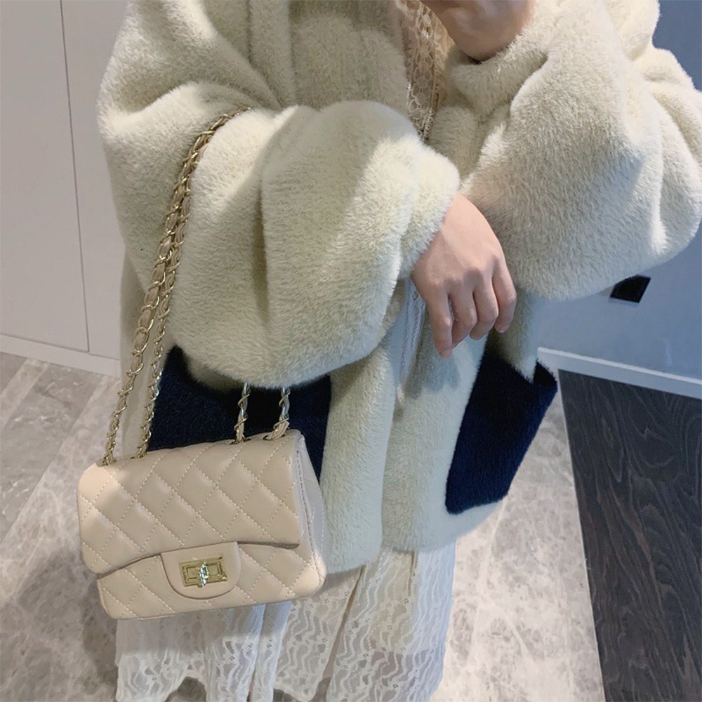 LEESA 凱莉流行商品館 百搭包包 斜背包 生日禮物 女生禮物 小香風包包 菱格鏈條包 331