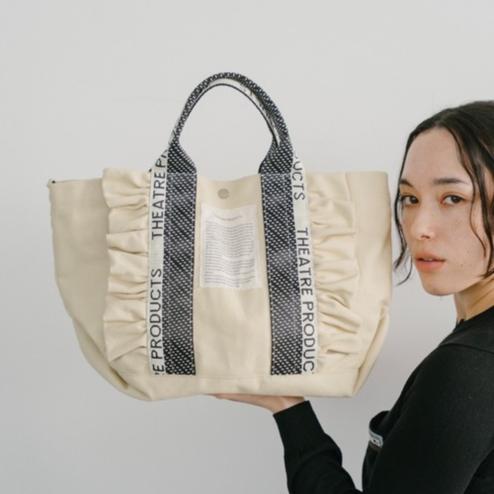 明星商品 [THEATRE PRODUCTS] 圓點織帶褶邊兩用包大號 | 日雜托特包 手提包 手提袋 CL250751