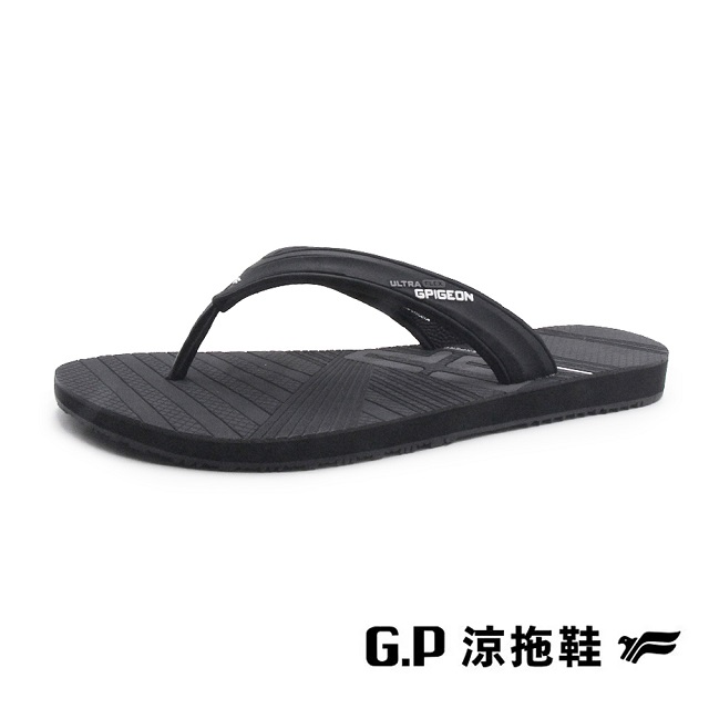 G.P 啟蒙 (男)高彈性舒適人字夾腳拖鞋 男鞋-黑色