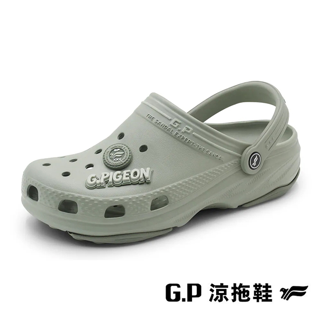 G.P 啟蒙 (男女共同款)AQUOS綠藻蛙特布希洞洞鞋 拖鞋 男女鞋-大象灰色