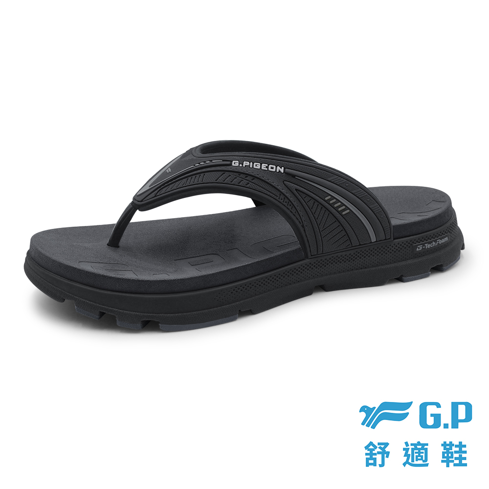 G.P 啟蒙 【G.P】G-tech 男款發泡科技舒適高彈人字拖鞋G6153M-10 黑色 (SIZE:39-45 共三色)