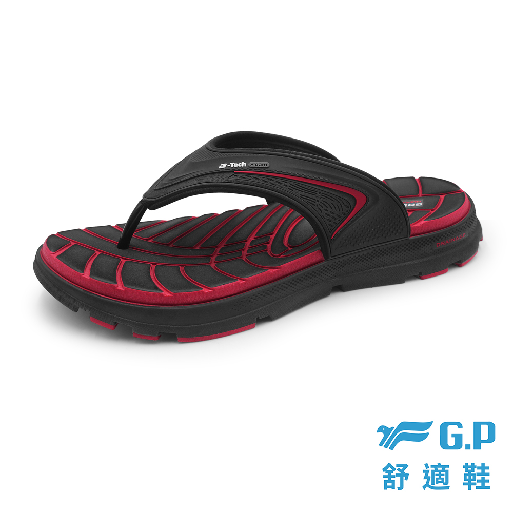 G.P 啟蒙 【G.P】男款經典舒適夾腳拖鞋G6185M-14 黑紅色 (SIZE:39-44 共二色)