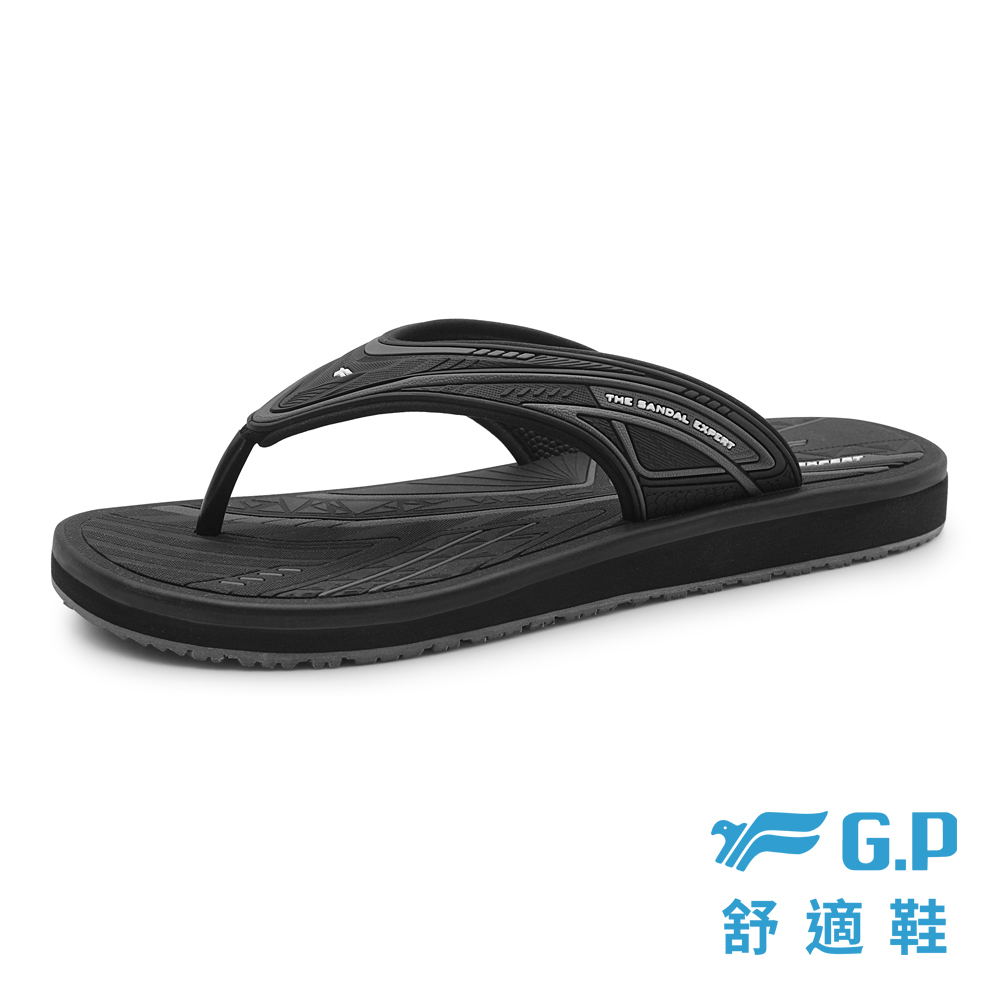 G.P 啟蒙 【G.P】男款高彈性舒適夾腳拖鞋G6187M-10 黑色 (SIZE:40-44 共二色)