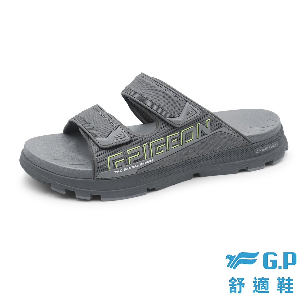 G.P 啟蒙 【G.P】G-tech 男款發泡科技緩震高彈雙帶拖鞋G6188M-70 灰色 (SIZE:39-44 共三色)