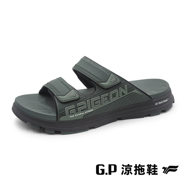 G.P 啟蒙 (男)可調式減壓機能寬楦緩震運動拖鞋 男鞋-綠色
