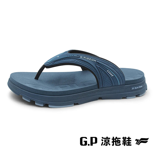 G.P 啟蒙 (男)G-tech Foam運動紓壓厚底人字拖鞋 男鞋-藍色