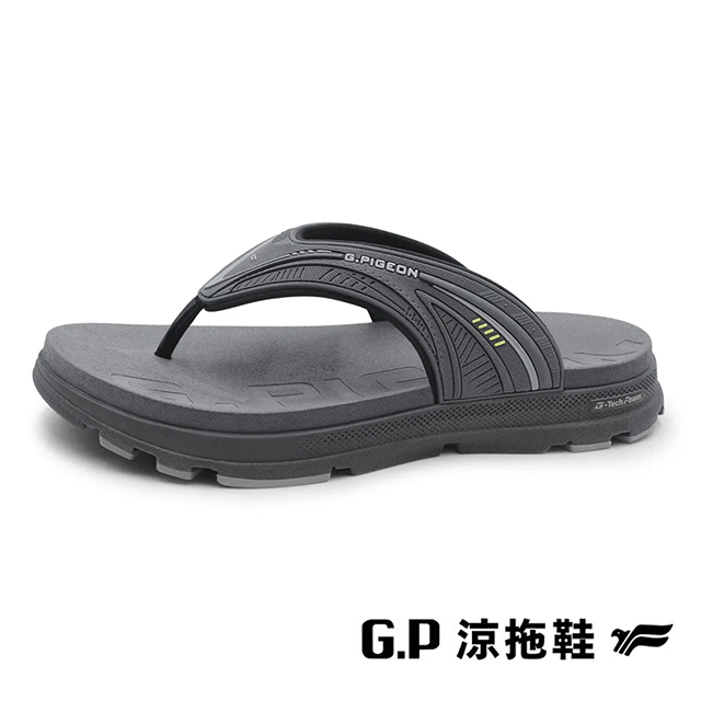 G.P 啟蒙 (男)G-tech Foam運動紓壓厚底人字拖鞋 男鞋-灰色