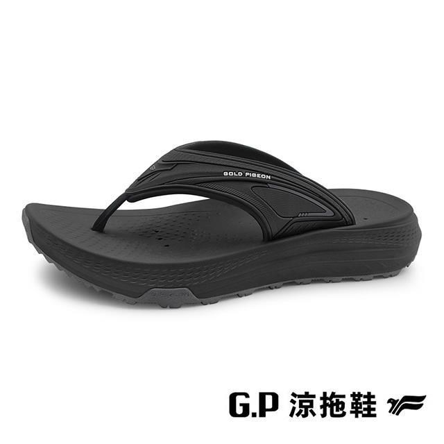 G.P 啟蒙 (男)機能運動人字夾腳拖鞋 男鞋-黑色