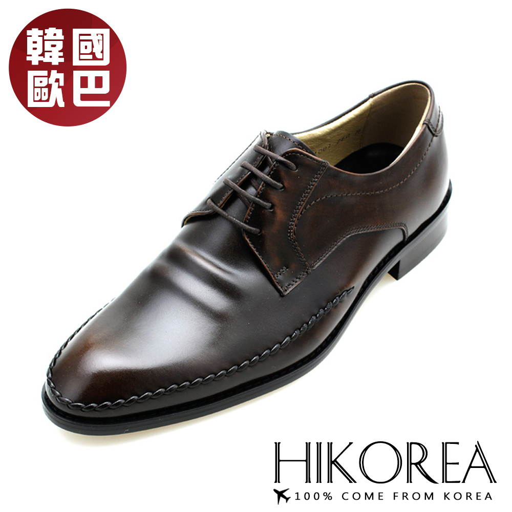 HIKOREA 【韓國增高鞋】正韓製/韓國皮鞋韓國空運手作立體車線男士皮鞋(8-9066/現貨+預購)