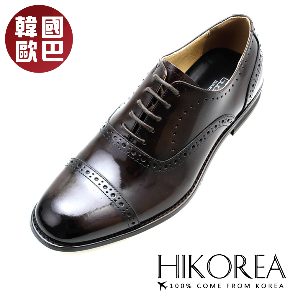 HIKOREA 【韓國增高鞋】正韓製/韓國男皮鞋韓國空運手作復古刻花男士皮鞋商務皮鞋(8-9079/現貨+預購)
