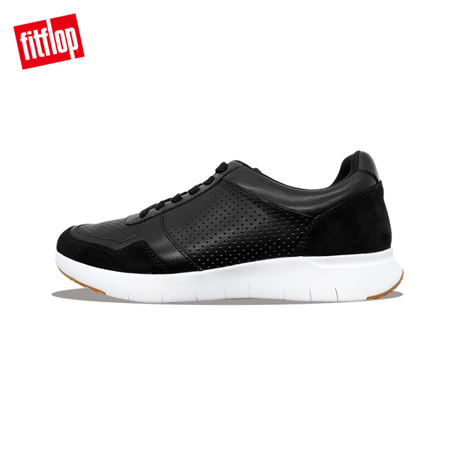 FitFlop ANATOMIFLEX MENS LEATHER MIX SNEAKERS 運動風繫帶休閒鞋-男(黑色)