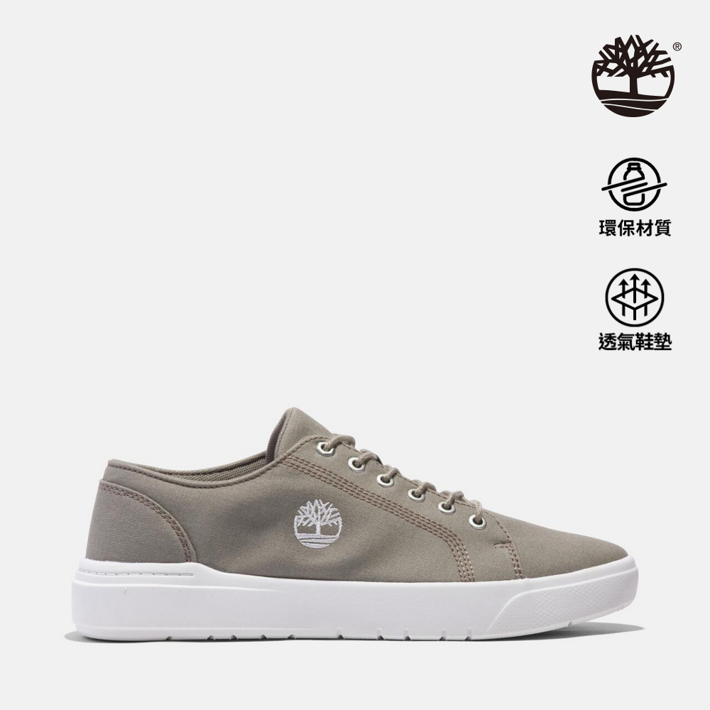 Timberland 男款淺灰褐色低筒帆布休閒鞋|A67E1ER9