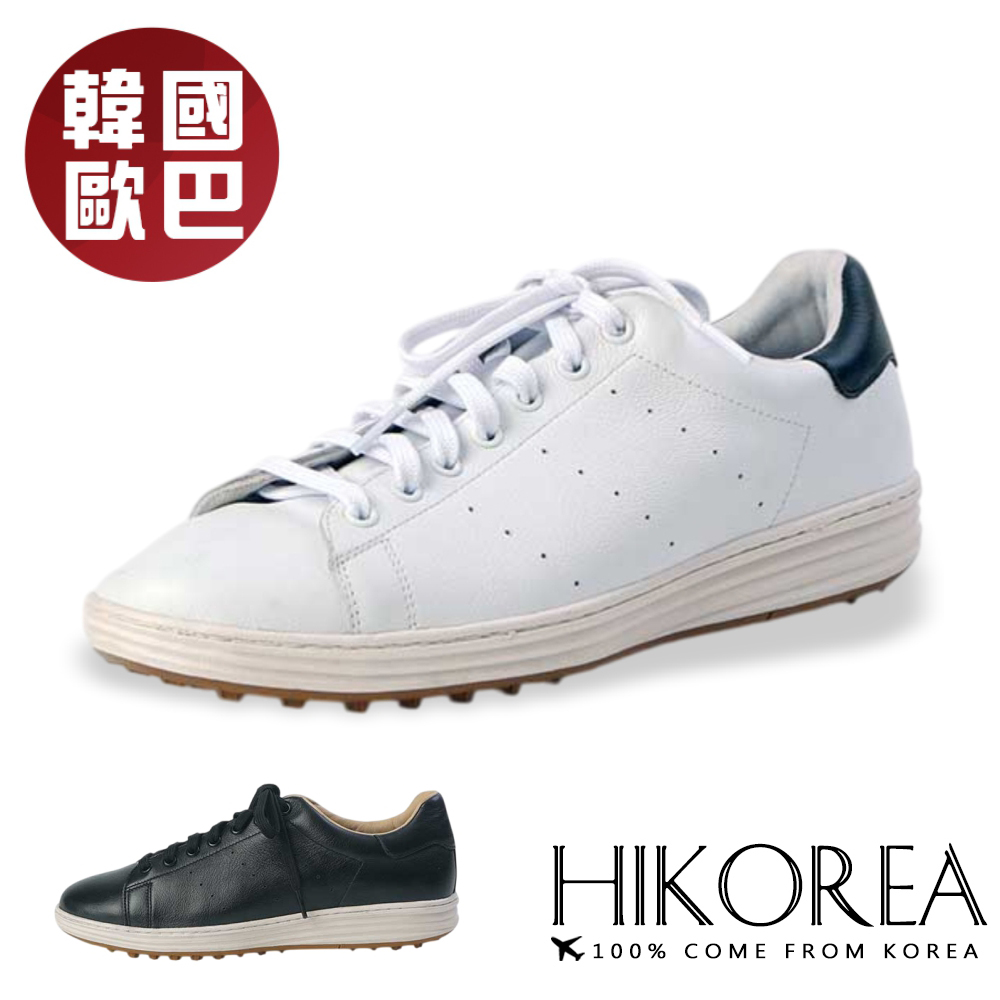 HIKOREA 韓國Ollie手作真皮防滑休閒鞋男鞋皮鞋紳士鞋(73-533白/黑共2色/現貨+預購)