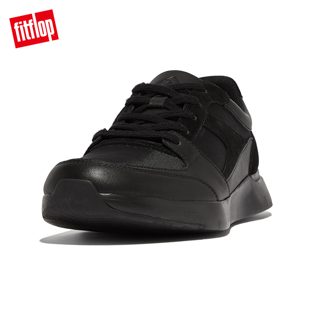FitFlop ANATOMIFLEX MENS MATERIAL-MIX PANEL SNEAKERS 時尚百搭繫帶休閒鞋-男(黑色)