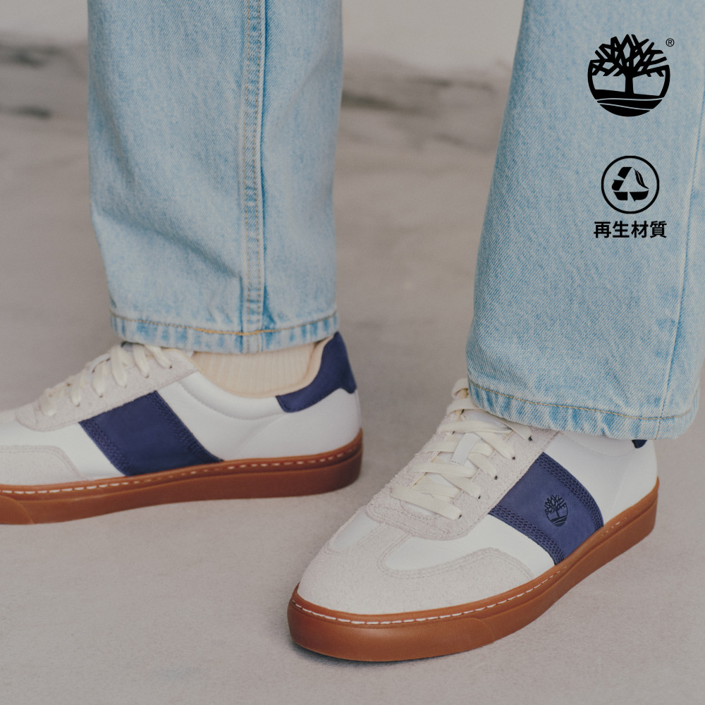 Timberland 男款白色皮革休閒鞋|A43GGAFY