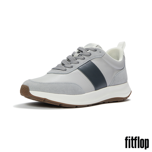 FitFlop F-MODE FLOW 皮革/麂皮休閒鞋-男(柔霧灰/炭灰色)