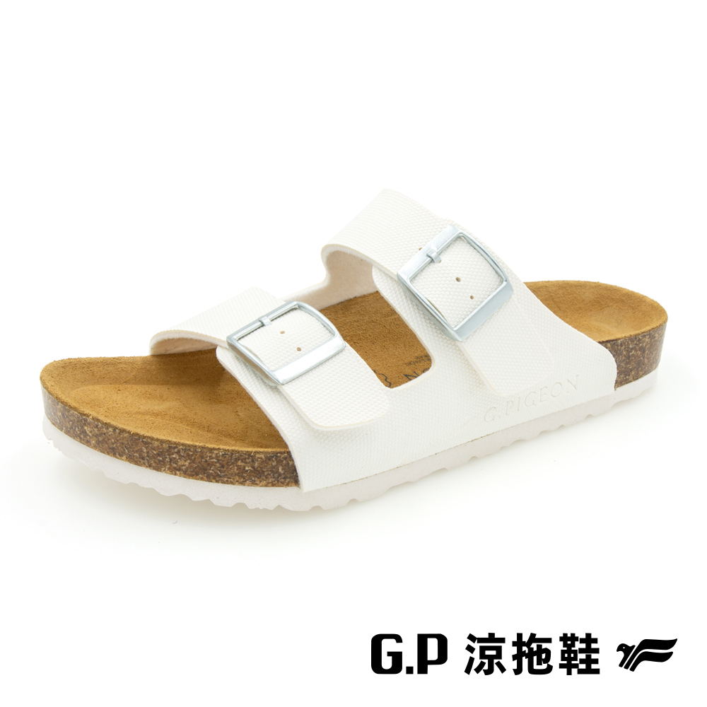 G.P 啟蒙 【 女款簡約織紋雙帶柏肯拖鞋】W812-80 白色 (SIZE:35-39 共二色)