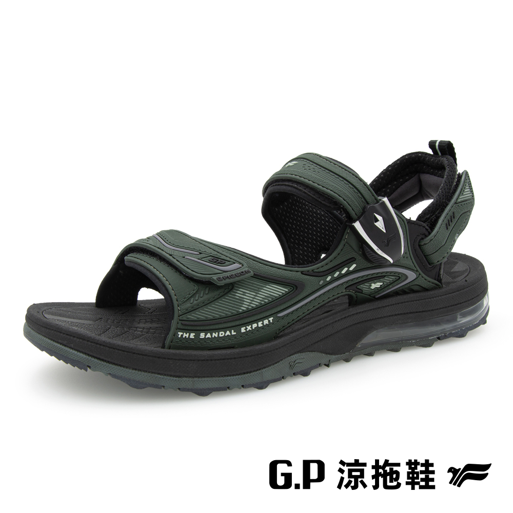 G.P 啟蒙 男款超緩震氣墊磁扣兩用涼拖鞋 G9576M-60 軍綠色 (SIZE:39-44 共二色)