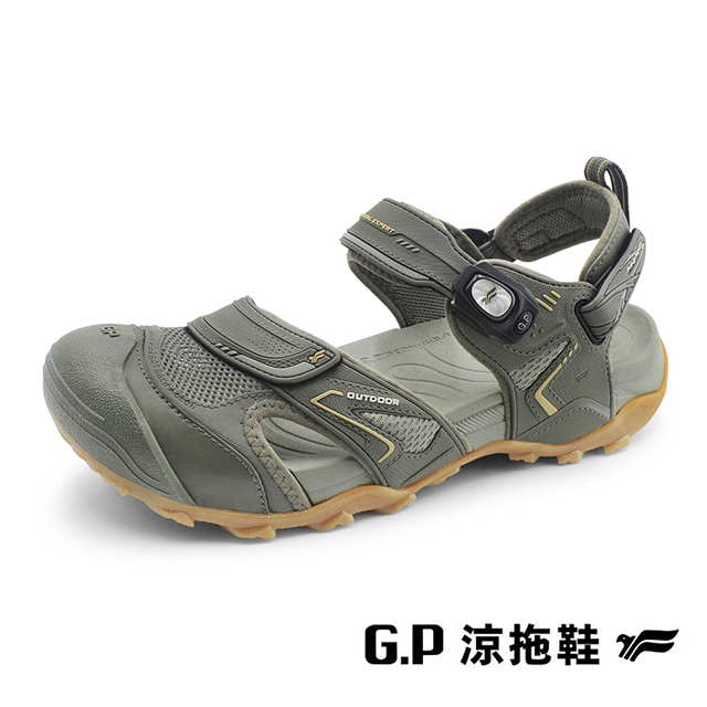 G.P 啟蒙 (男)GRIP-TECH戶外越野護趾涼拖鞋 男鞋-綠色