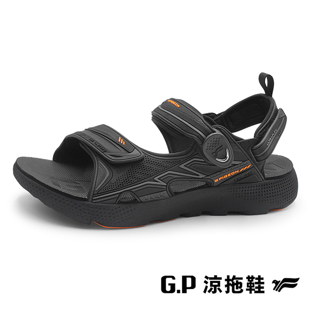 G.P 啟蒙 (男)輕羽量緩震機能運動涼鞋 男鞋-黑橘色