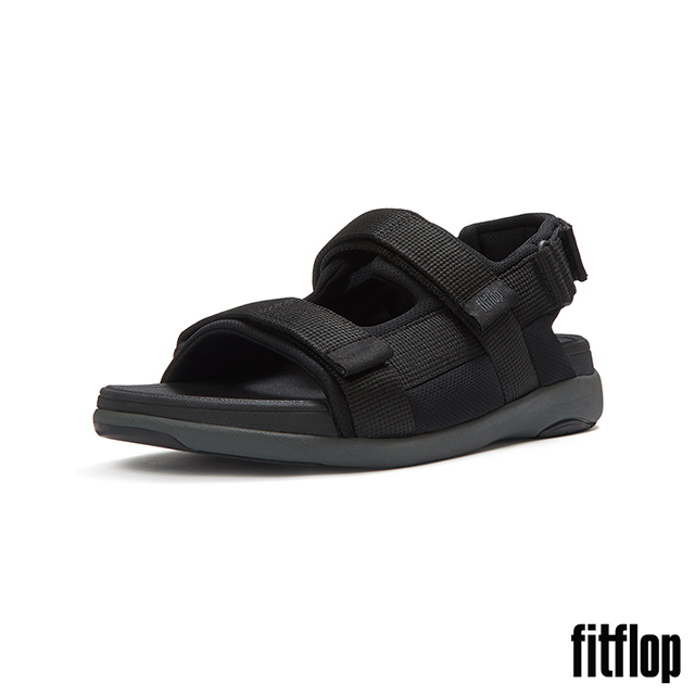 FitFlop F-MODE GO 可調式軟墊織帶後帶涼鞋-男(黑色)