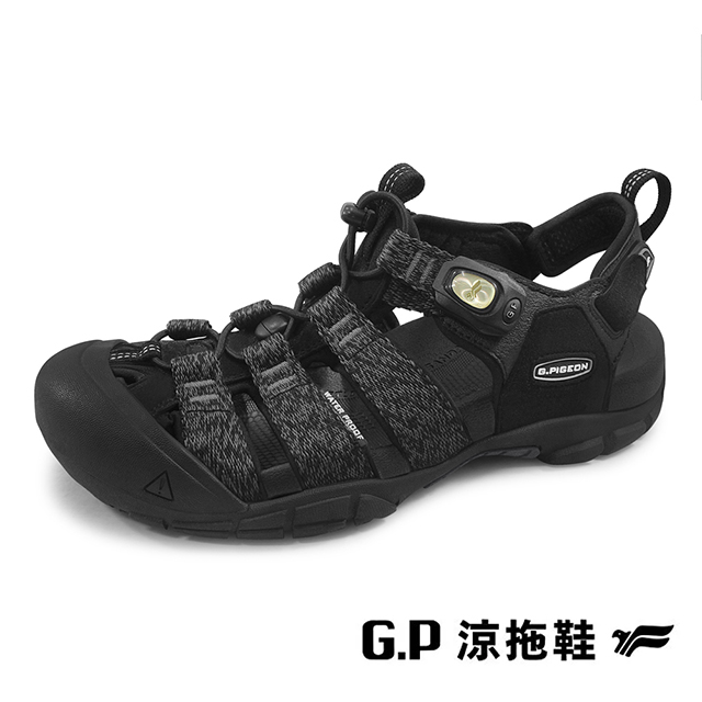 G.P 啟蒙 (男)快速磁扣專業機能護趾涼鞋 男鞋-黑色