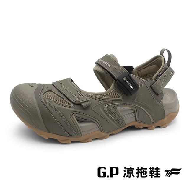 G.P 啟蒙 (男)GRIP-TECH戶外越野抓地護趾涼拖鞋 男鞋-咖棕色