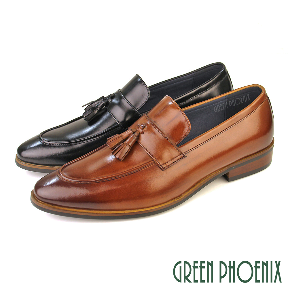 GREEN PHOENIX 波兒德 男 紳士鞋 商務鞋 樂福鞋 新郎鞋 全真皮 流蘇 油蠟牛皮 拉絲手染T9-15200