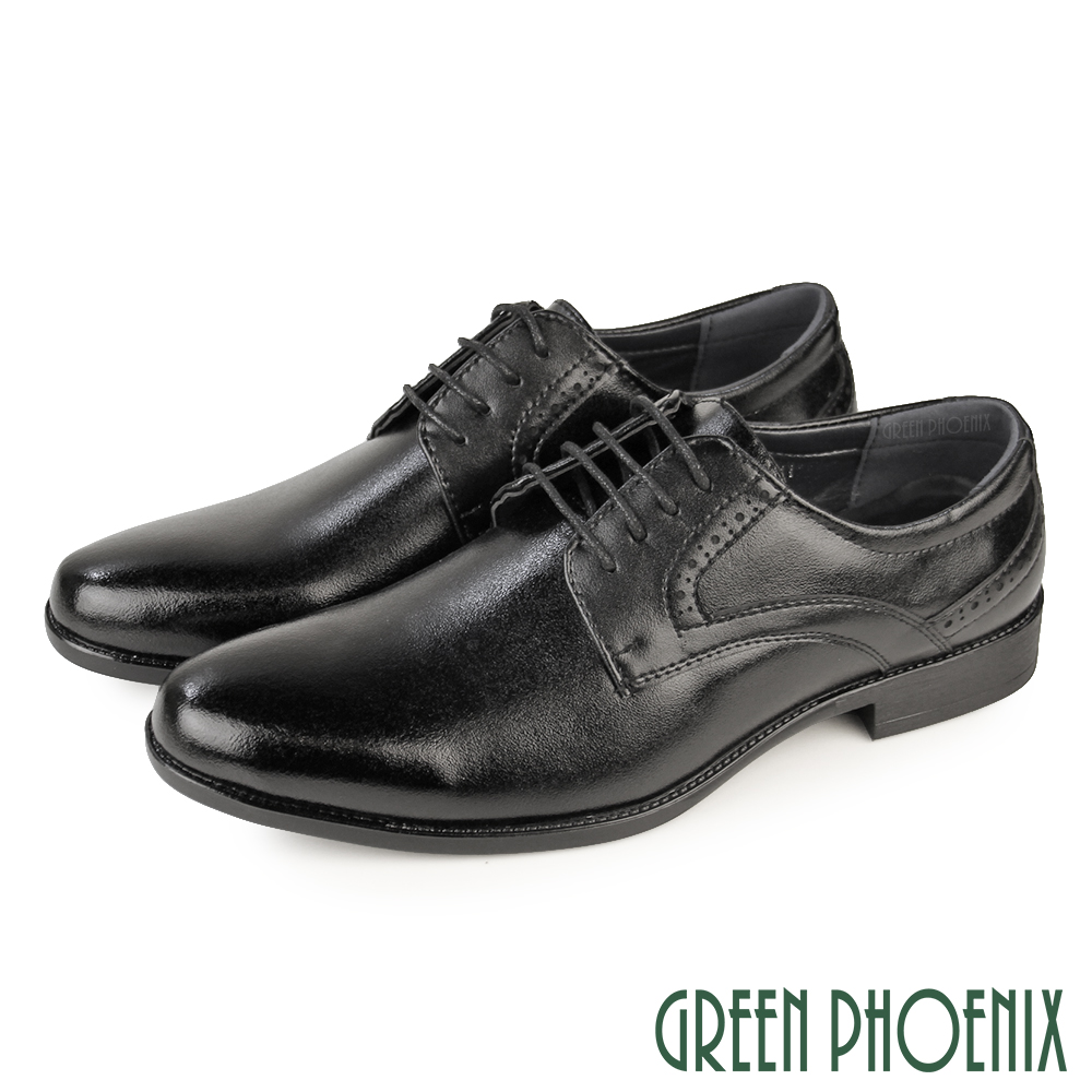 GREEN PHOENIX 波兒德 男 紳士鞋 商務鞋 新郎鞋 學生鞋 皮鞋 素食皮革 極簡黑T59-10852