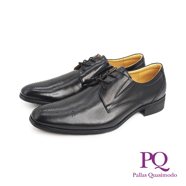 PQ (男)Derby壓點紋小方圓德比鞋 男鞋-黑色