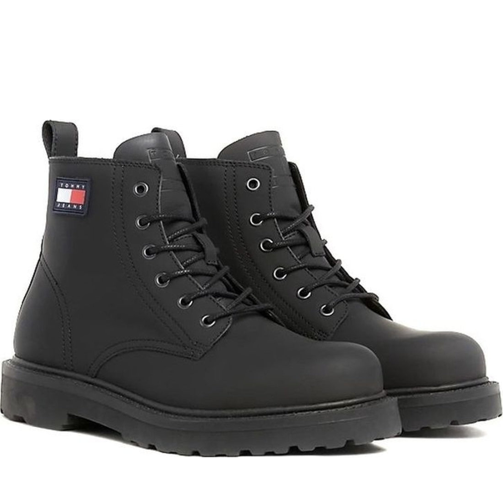 Tommy Hilfiger RUBERIZED 繫帶靴子 黑色男款鞋