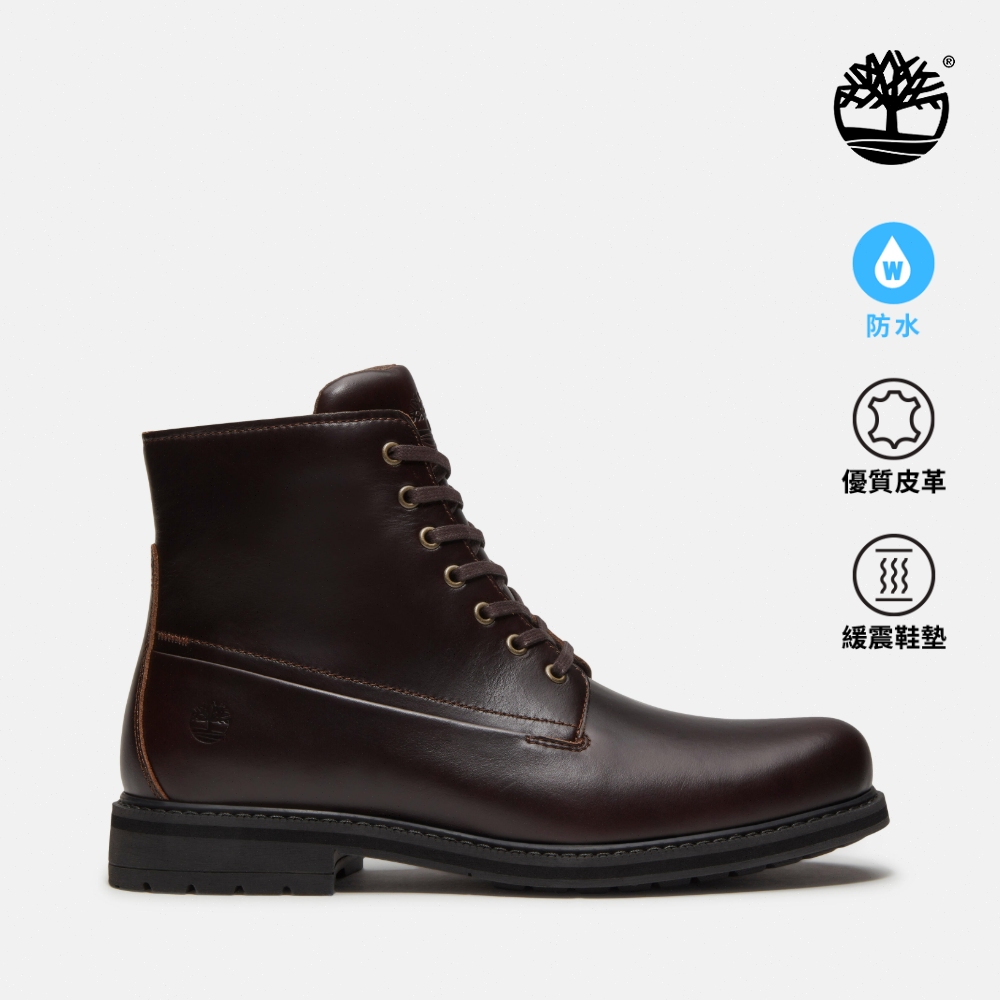Timberland 男款深棕色Stormbucks側拉鍊皮革防水靴｜A2N2GW01