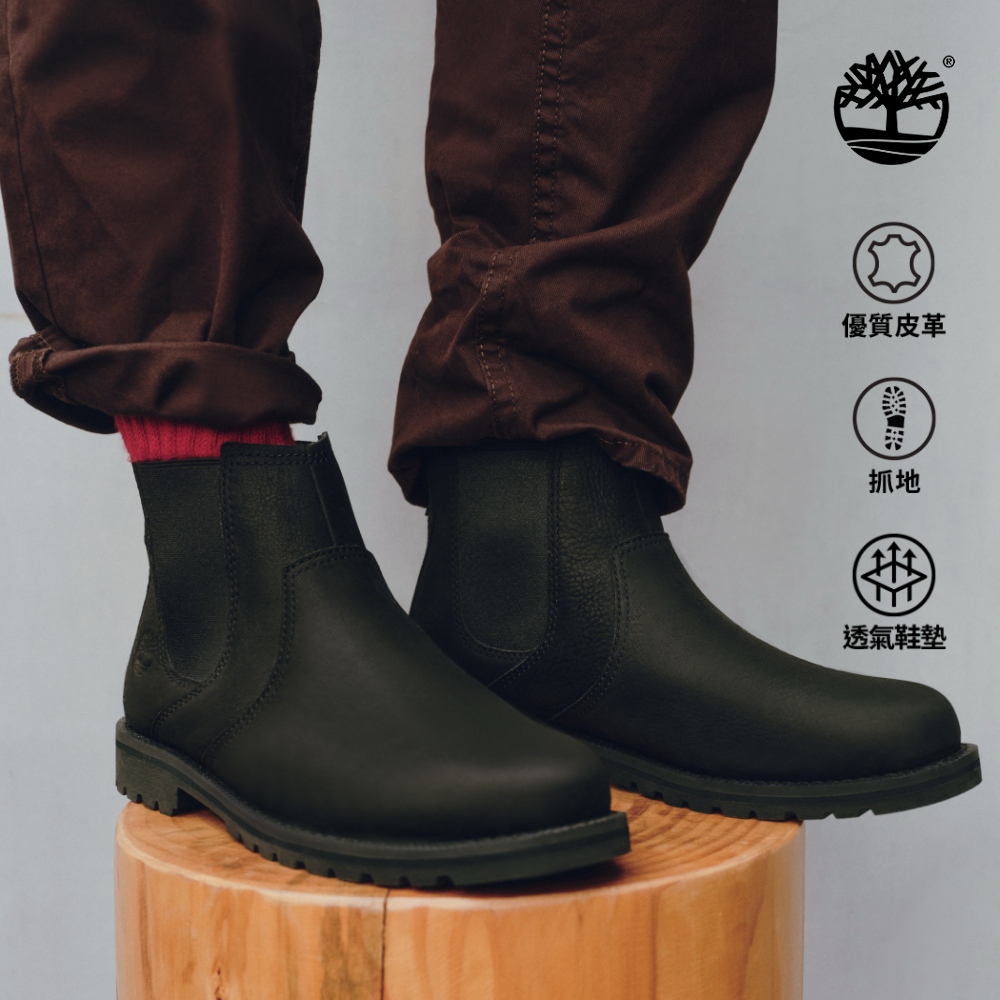Timberland 男款黑色休閒切爾西靴|A5RT9W02