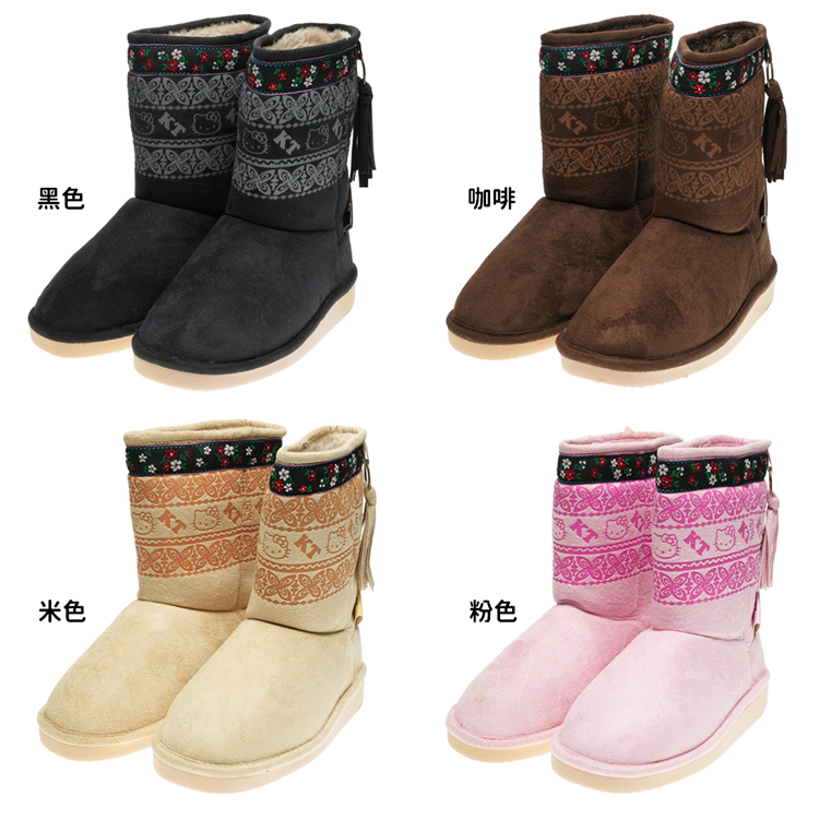 Hello Kitty 日本進口大人兒童保暖雪靴HELLO KITTY凱蒂貓靴子雪靴童靴22-23cm SA-8316【小品館】