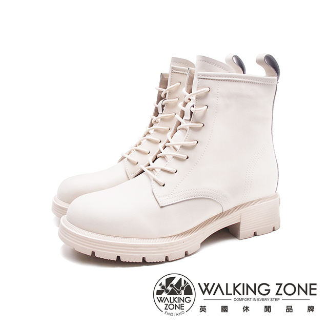 WALKING ZONE (女)甜美百搭中筒短靴 女鞋-米白