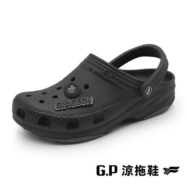 G.P 啟蒙 (男女共同款)AQUOS綠藻蛙特布希洞洞鞋 拖鞋 男女鞋-黑色