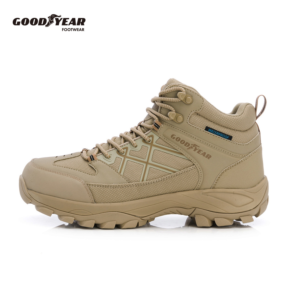 Goodyear 固特異 動態防水戶外鞋/男 護趾 防水 抓地 耐磨 沙色(逍遙行M1-GAMO63521)