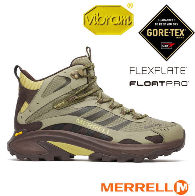 Merrell 邁樂 男 MOAB SPEED 2 MID GORE-TEX 多功能防水透氣中筒登山健行鞋.登山鞋/ ML00005352 淡綠色