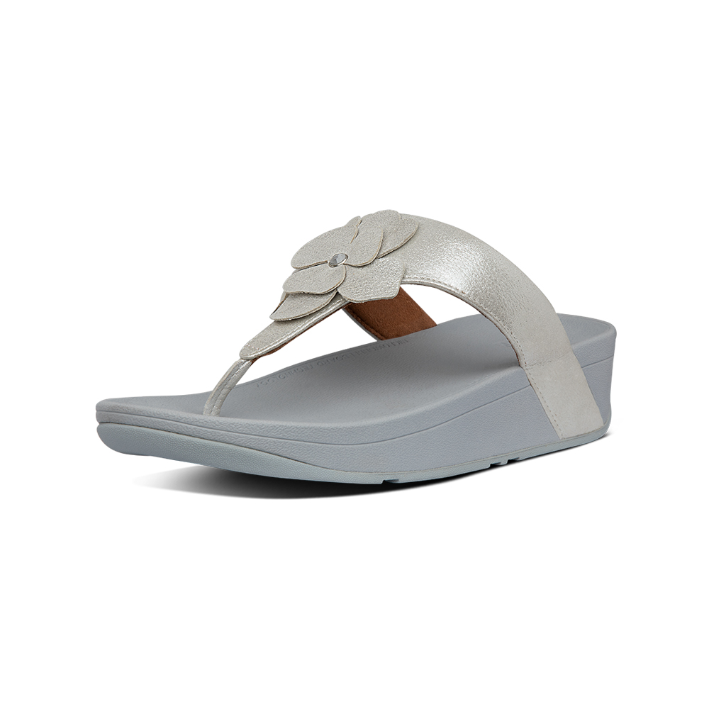 靴 fitflop LOTTIE CORSAGE TOE-THONGS FitFlop LOTTIE CORSAGE SUEDE TOE-THONGS 麂皮花朵夾腳涼鞋-女