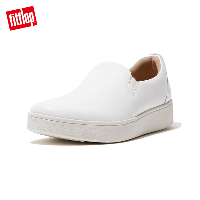 FitFlop RALLY LEATHER SLIP-ON SKATE SNEAKERS易穿脫時尚休閒鞋-女(都會白)