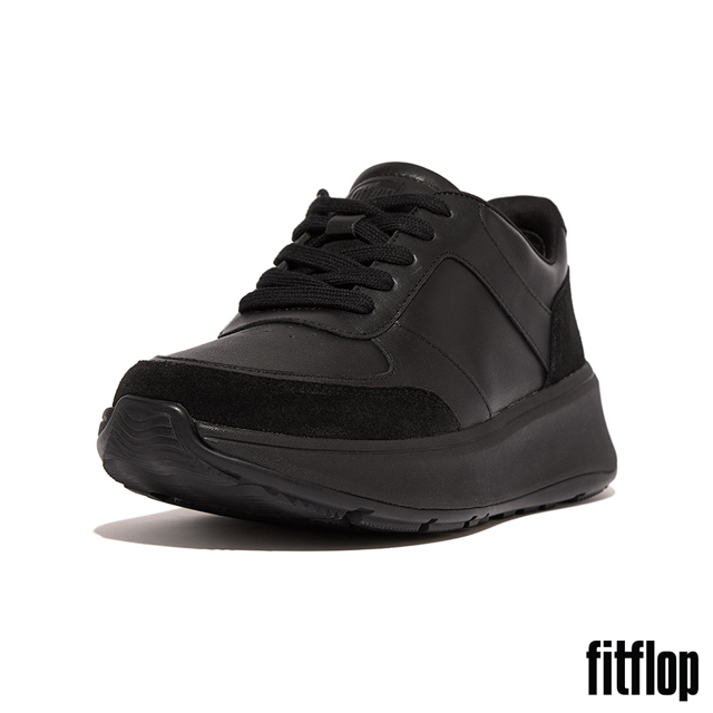 FitFlop F-MODE 皮革/麂皮厚底休閒鞋-女(靚黑色)