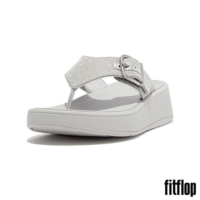 FitFlop F-MODE 經典亮粉扣環厚底夾脚涼鞋-女(銀色)