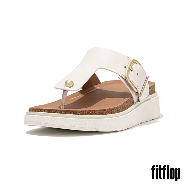 FitFlop GEN-FF 金屬扣環調整式皮革夾脚涼鞋-女(都會白)