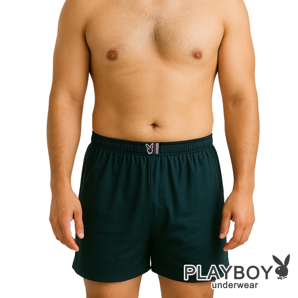 【PLAYBOY】台灣製_莫代爾涼感舒爽四角褲 (丈青色)