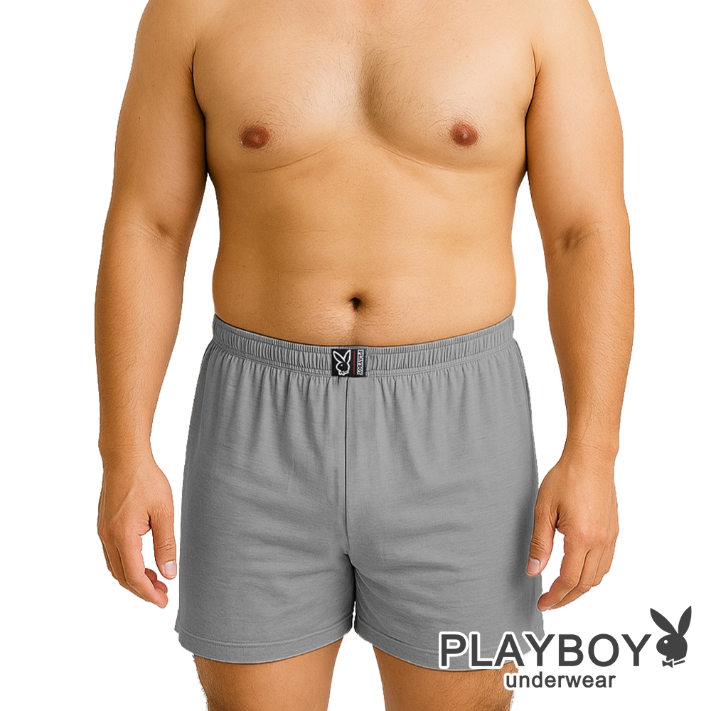 【PLAYBOY】台灣製_莫代爾涼感舒爽四角褲 (灰)