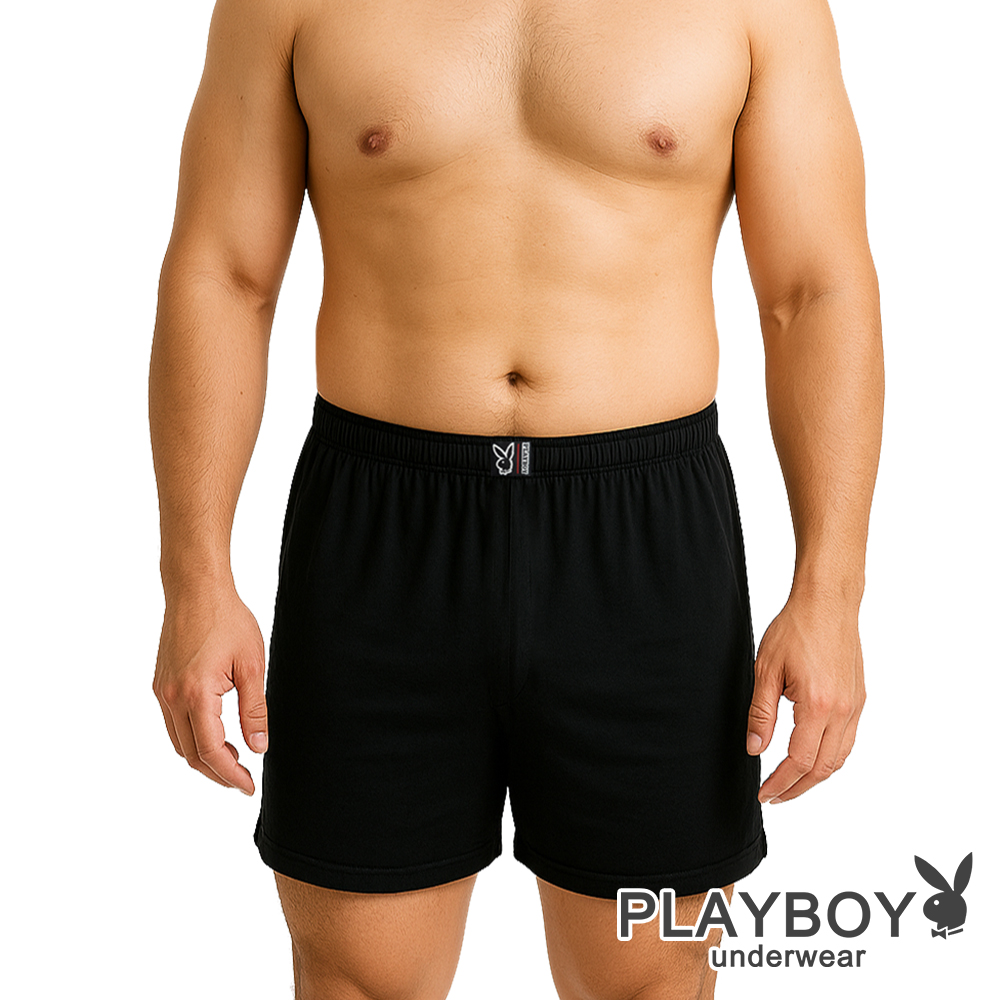 【PLAYBOY】台灣製_莫代爾涼感舒爽四角褲 (黑色)