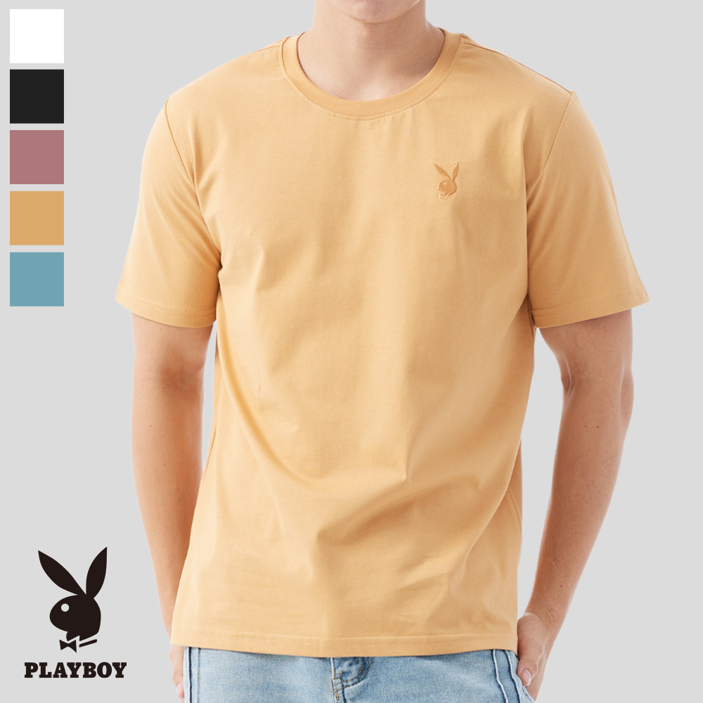 PLAYBOY 純棉兔頭刺繡圓領短袖 (兩件組)-E1230PNT