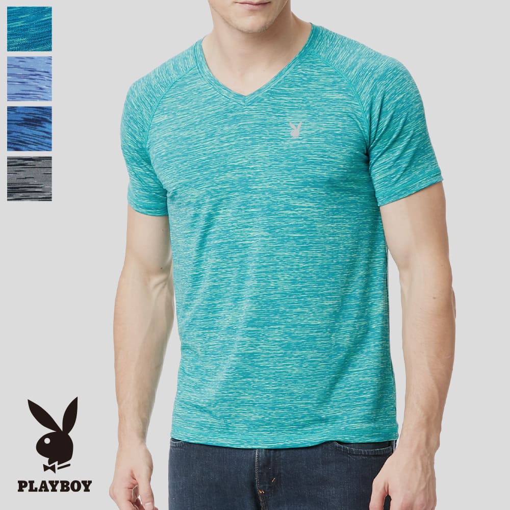 PLAYBOY 緞彩舒柔彈性V領短袖-P1736S (兩件組)