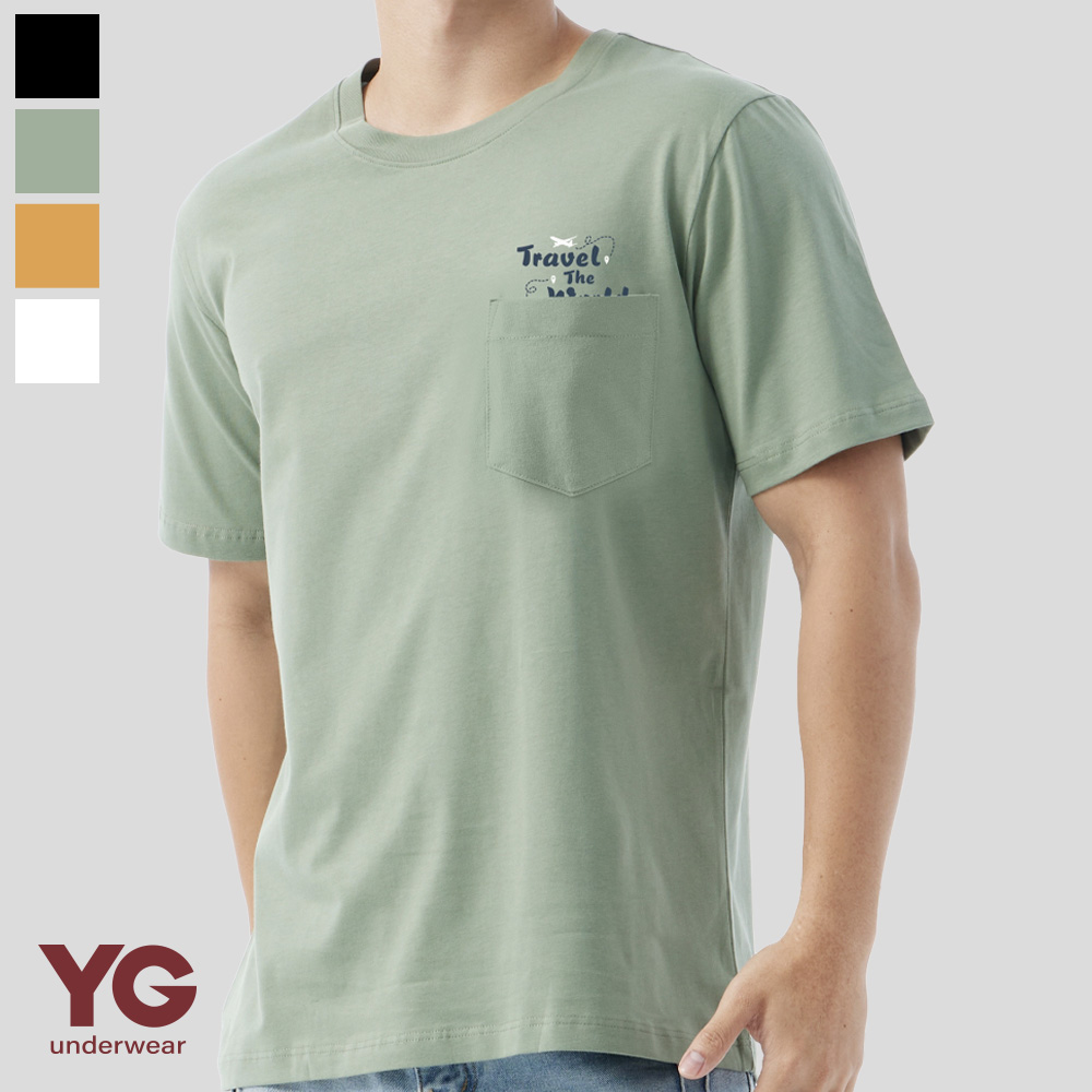 YG 天鵝內衣 純棉貼袋圓領短袖(兩件組)-YP606